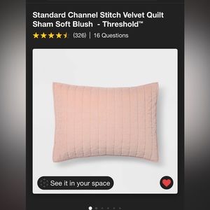 Threshold velvet shams light pink